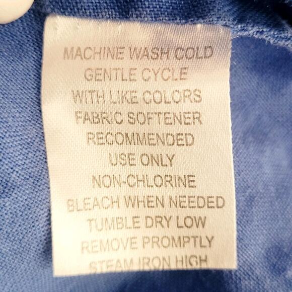 Sunny Leigh Sz S Blue Linen Top Mediterranean Vacation Travel Resort Lightweight - Picture 5 of 8